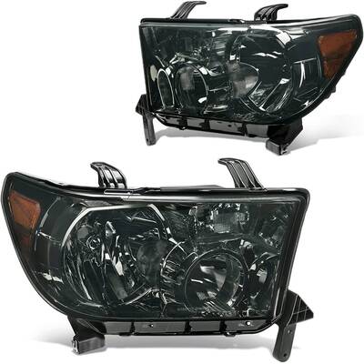 YITAMOTOR® Headlight Assembly for 2007-2013 Toyota Tundra 2008-2017 Sequoia Black Smoke Lens Lamps