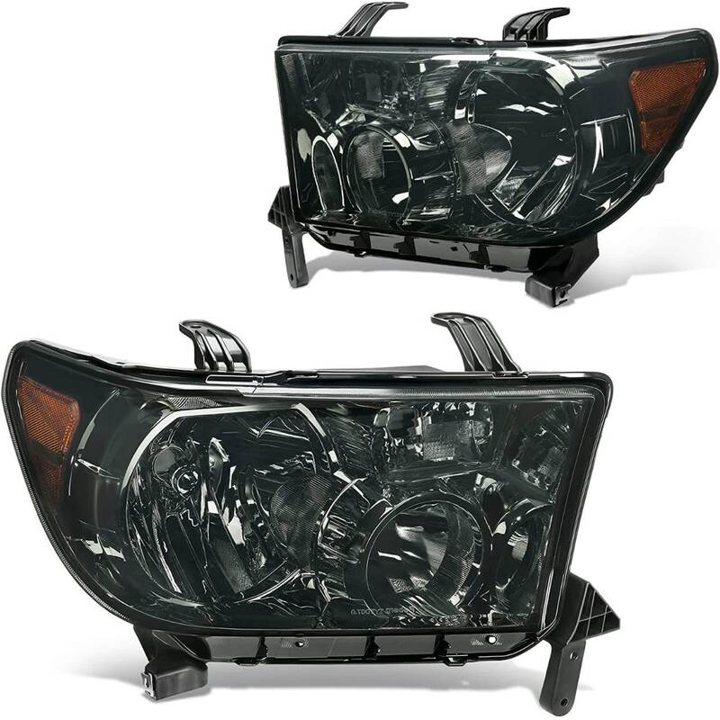 YITAMOTOR® Headlight Assembly for 2007-2013 Toyota Tundra 2008-2017 Sequoia Black Smoke Lens Lamps