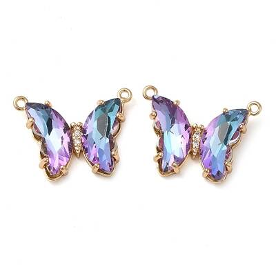 Brass Pave Faceted Glass Connector Charms