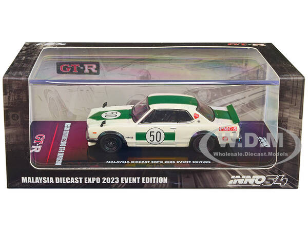 Nissan Skyline 2000 GT-R (KPGC10) 50 RHD (Right Hand Drive) White with Green Stripes \