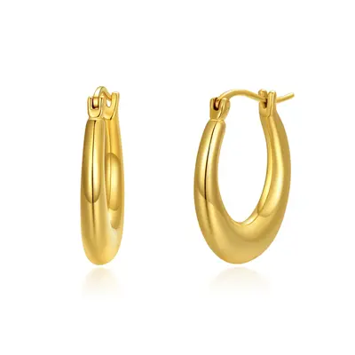 18K Gold Round Drop Earrings