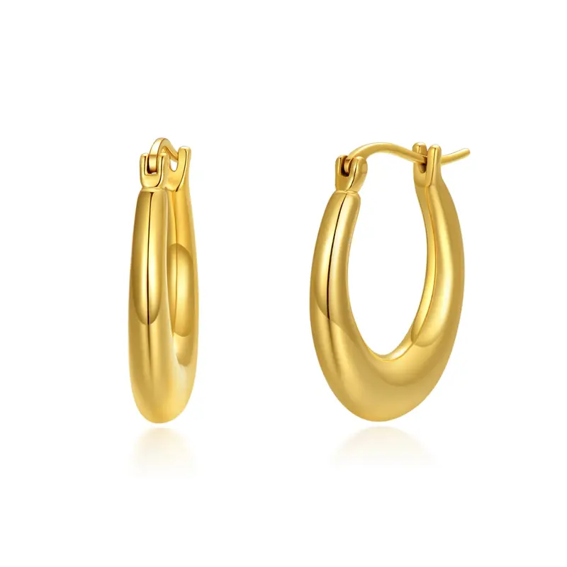18K Gold Round Drop Earrings