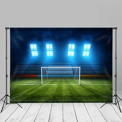 Dim Soccer Stadium Blue Led Light Photography Backdrop - Aperturee