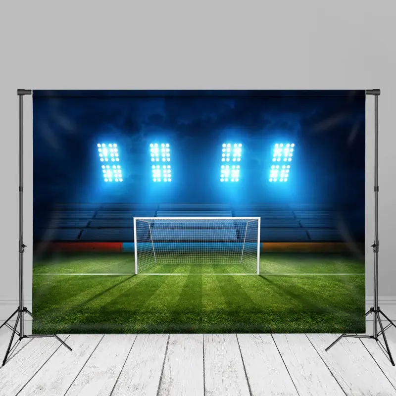 Dim Soccer Stadium Blue Led Light Photography Backdrop - Aperturee