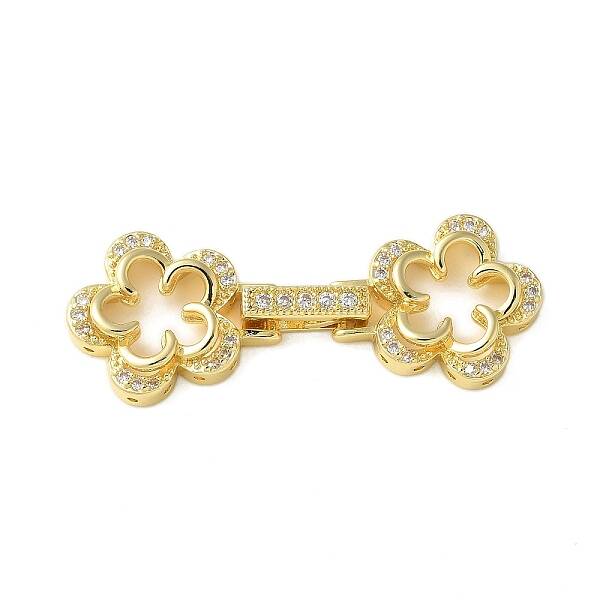 Brass Micro Pave Clear Cubic Zirconia Fold Over Clasps