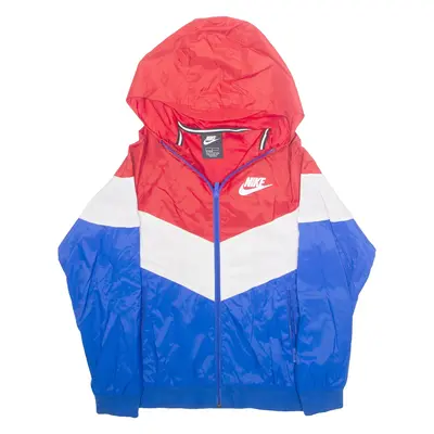 NIKE Boys Jacket Blue Nylon Hooded L