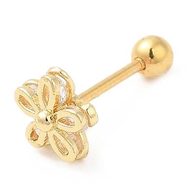 Brass Micro Pave Clear Cubic Zirconia Stud Earrings