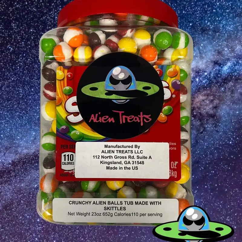 Tub of Freeze Dried Alien Cello n hey Balls l 23 oz l Over a Pound l Space Candy l Fruity l Crunchy