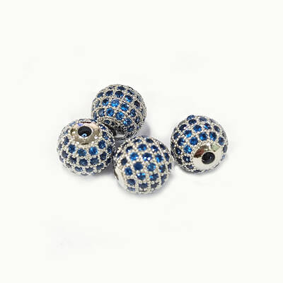 CZ Brass Micro Pave Cubic Zirconia Round Beads
