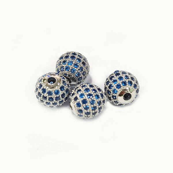 CZ Brass Micro Pave Cubic Zirconia Round Beads