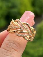 Women's Elegant Hollow Out Design Ring, Exquisite Trendy Artificial Zircon Decorated Ring, Fashionable Jewelry for Women As E...