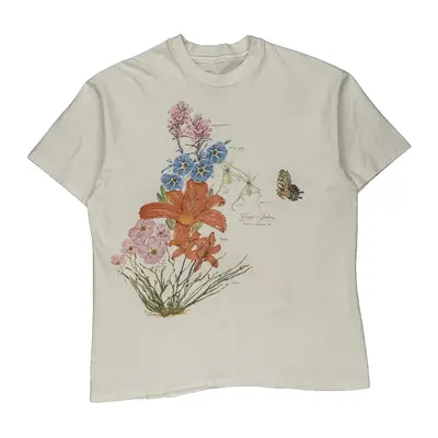Single Stitch Unbranded Graphic T-Shirt - XL Cream Cotton