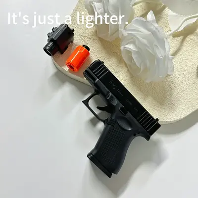 Cool gifts' Glock Windproof Butane Lighter (No Fuel Included) Refillable Torch Ligher For Cooking & Daily Use Black Kitchen