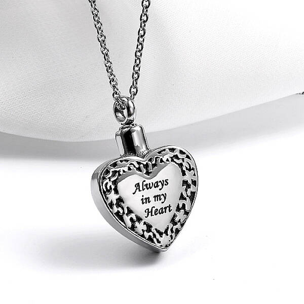 Non-Tarnish Heart with Word Shape Stainless Steel Pendant Necklaces with Cable Chains