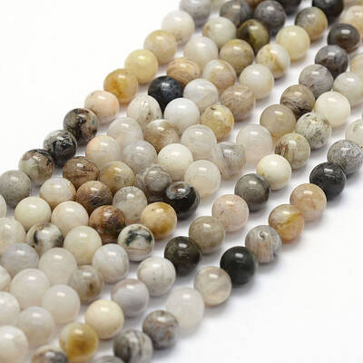 Natural Bamboo Leaf Agate Beads Strands