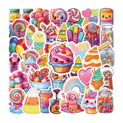 Cute Cartoon Candy & Dessert Sticker, 50pcs/set Waterproof Self Adhesive Decor Paper, Decor Sticker for Gift Greeting Card Wa...