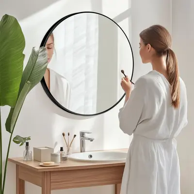 Sweet Furniture S Mirror 20/24/30 Inch, Bathroom Mirrors for Over Sink, Circle Mirror for Bathroom, Entryway, Bedroom, Vanity...