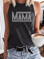 Women's Letter Print Round Neck Tank Top, Casual Sleeveless Top for Daily Wear, Ladies Clothes for All Seasons, Tanktop, Wome...