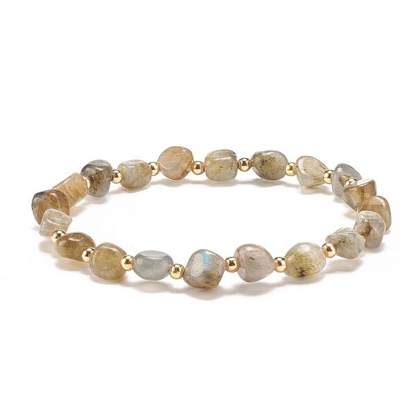 Natural Labradorite Round Beaded Stretch Bracelet