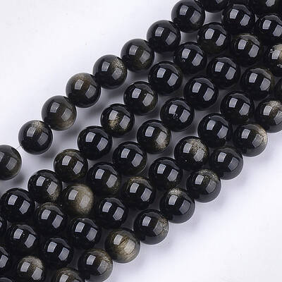 Natural Golden Sheen Obsidian Beads Strands