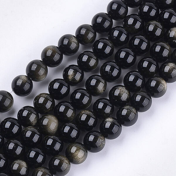 Natural Golden Sheen Obsidian Beads Strands