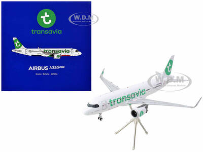 Airbus A320neo Commercial Aircraft Transavia Airlines (F-GNEO) White with Green Tail Gemini 200 Series 1/200 Diecast Model Ai...