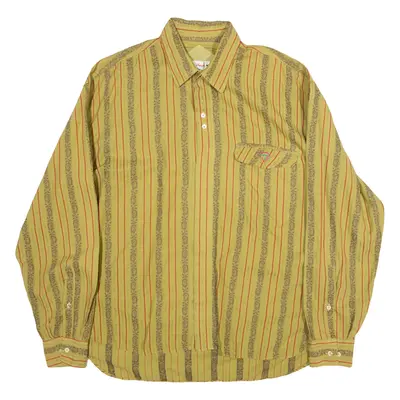 Mens Shirt Green Striped Long Sleeve XL