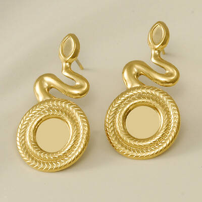 Vintage Irregular 304 Stainless Steel Snake Stud Earrings