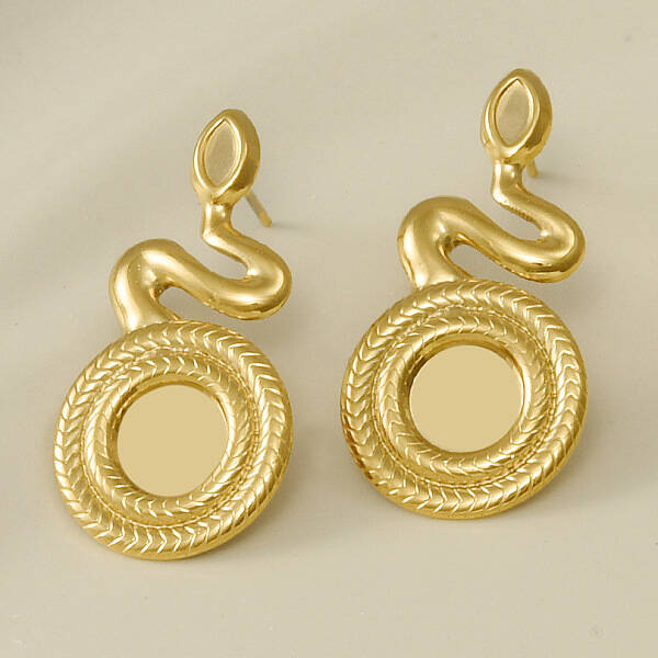 Vintage Irregular 304 Stainless Steel Snake Stud Earrings