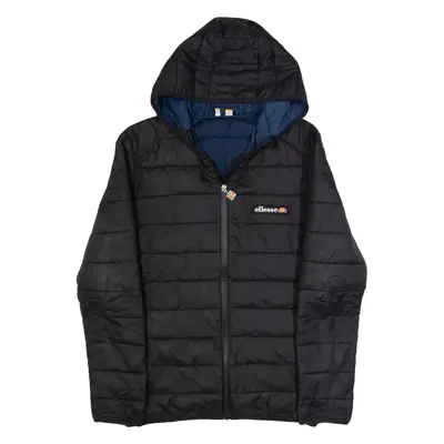ELLESSE Lightweight Mens Puffer Jacket Black Hooded XXS