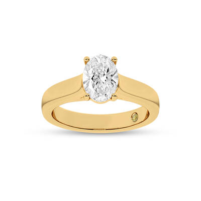Bold Cross Prong Oval Lab Grown Diamond Solitaire Ring | 18K Yellow Gold 1 CT. TW.