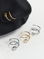 Double Nose Ring Hoop, Stainless Steel Nose Ring, Nostril Piercing Jewelry for Women & Men, Fashion Accessories for Party, Da...