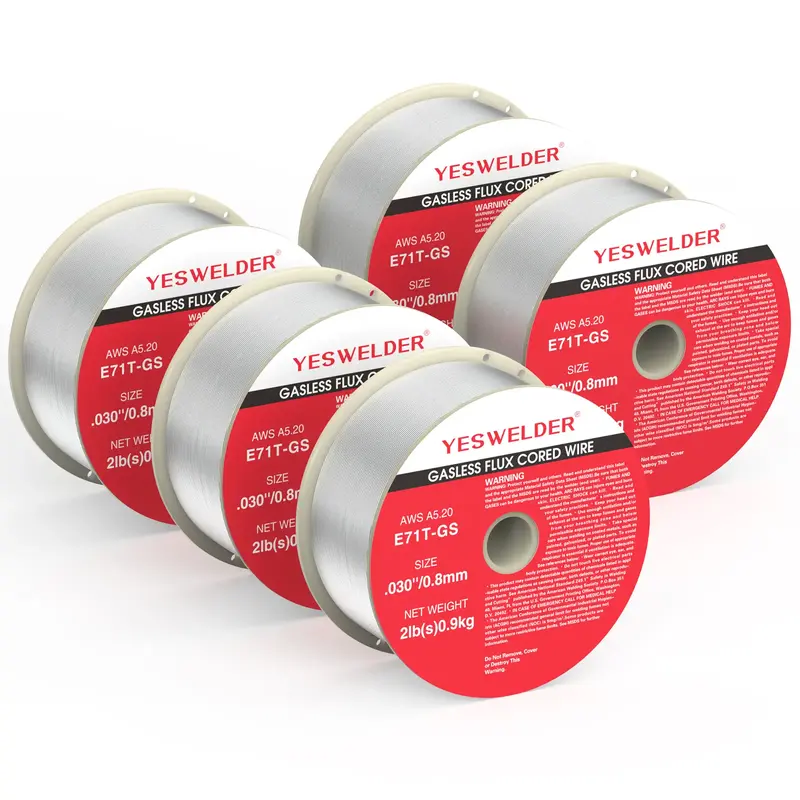 YesWelder E71T-GS Gasless Flux Core Welding Wire | 5 Packs 2LB Spool .030/.035 Diameter Self-shielded Mild Carbon Steel M...
