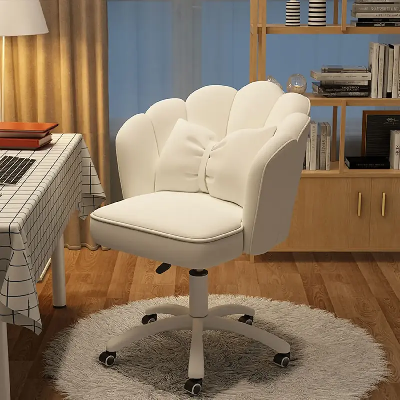 【Back To School】Office Chair Cute Petal Desk Chair, Modern Fabric Home Butterfly Chairs Height Adjustable Chair Makeup Ch...