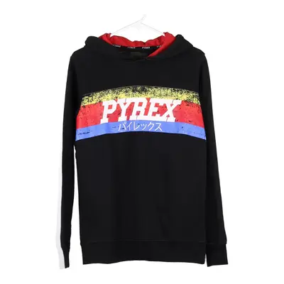Pyrex Spellout Hoodie - Medium Black Cotton Blend