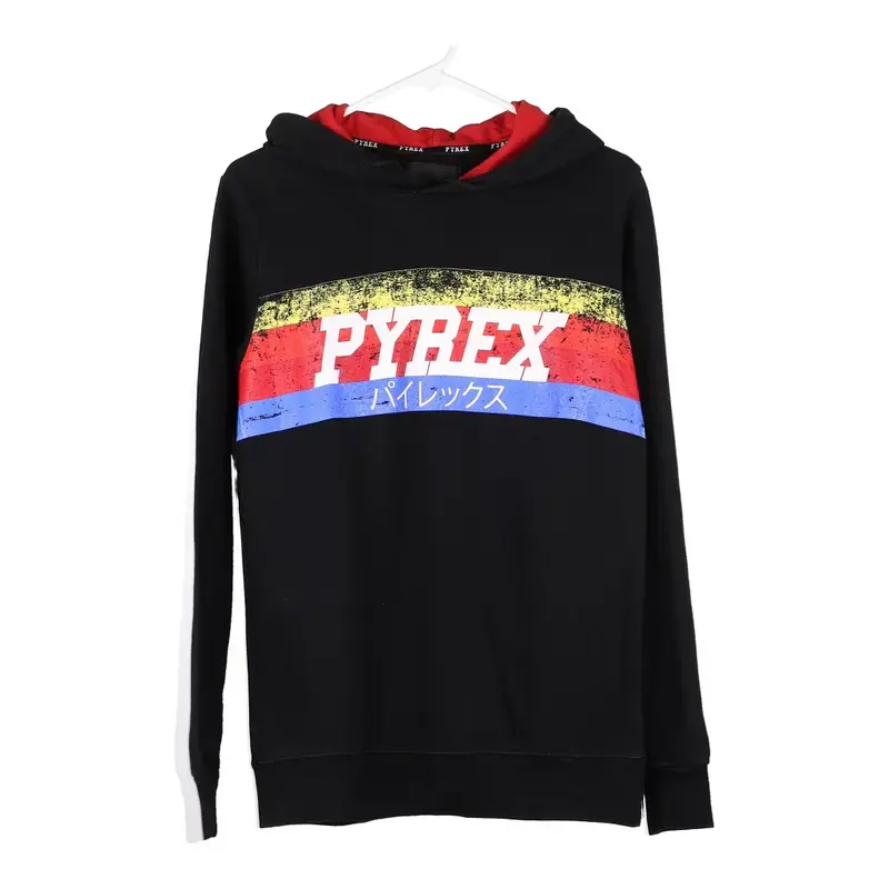 Pyrex Spellout Hoodie - Medium Black Cotton Blend