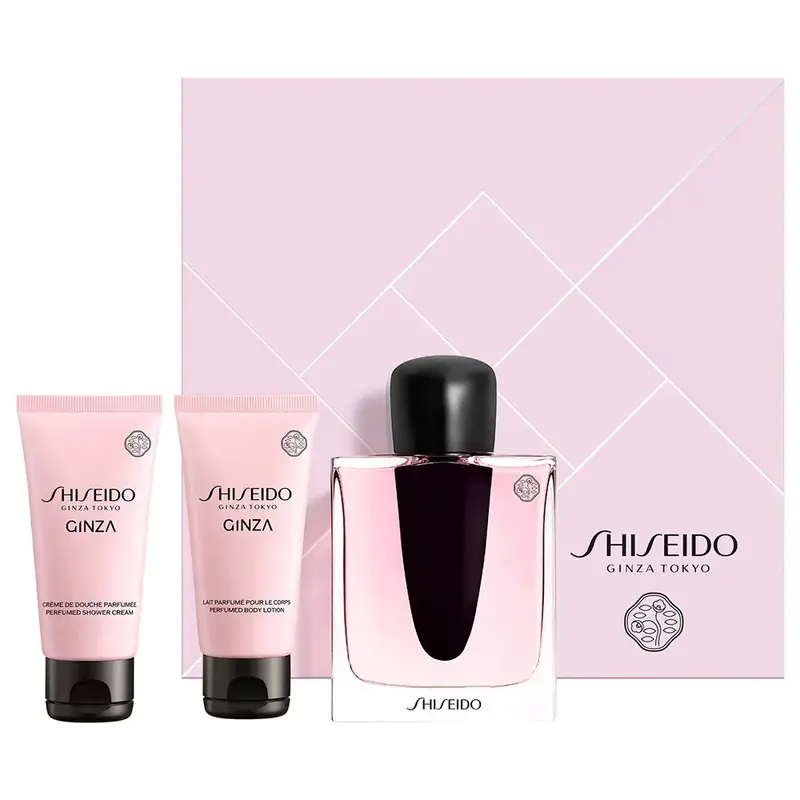 Set Shiseido: Ginza Eau De Parfum for women 50 ml + Ginza moisturizing body lotion 50 ml + Ginza cleansing shower gel for all...