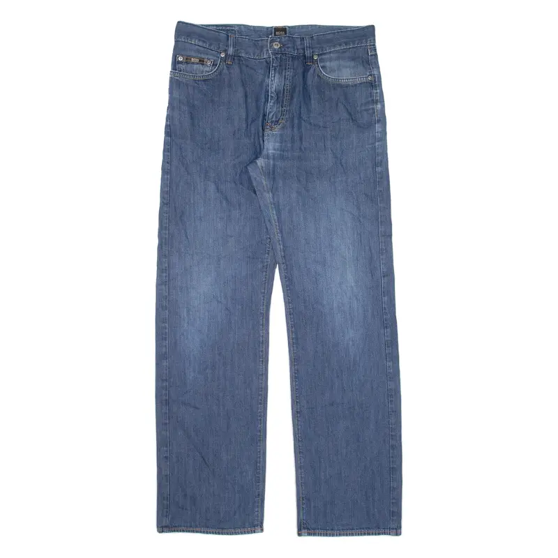 HUGO BOSS Mens Jeans Blue Relaxed Straight W34 L34