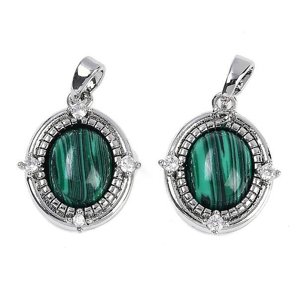 Synthetic Malachite Oval Pendants