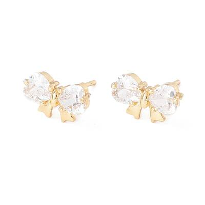 Clear Cubic Zirconia Bowknot Stud Earrings