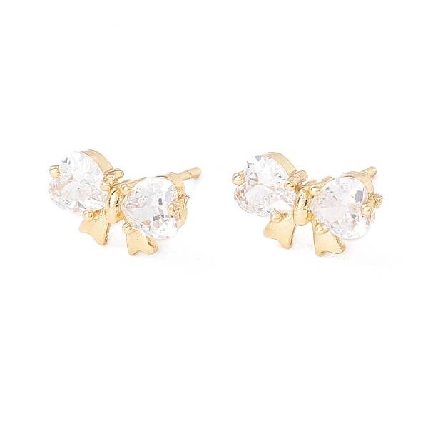 Clear Cubic Zirconia Bowknot Stud Earrings