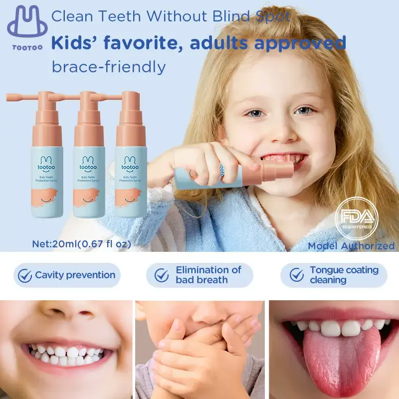tootoo Kids Oral Spray, 2 Counts Toddler Toothpaste Helper Natural Cavity Defense & Fresh Breath, Grape Flavor with Xylitol &...