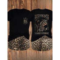 Women's Skeleton & Letter Print Tee & Casual Round Neck Short Sleeve T-shirt &  Women, Summer Clothes for Daily Wear, Casual ...