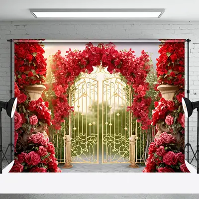 Rose Arch Garland Magic Garden Gate Spring Backdrop - Aperturee