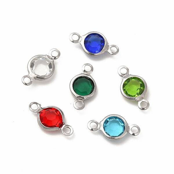 304 Stainless Steel with Glass Connector Charms
