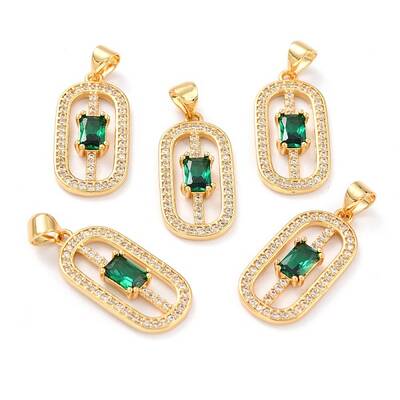 Real 18K Gold Plated Brass Micro Pave Cubic Zirconia Pendants