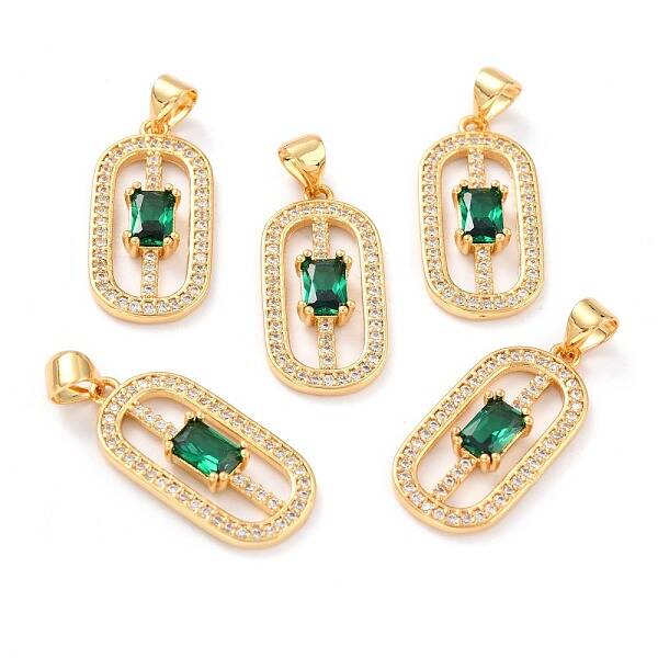 Real 18K Gold Plated Brass Micro Pave Cubic Zirconia Pendants