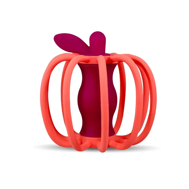RaZbaby RaZ-Apple Silicone Teether & Rattle Toy - Soft, Flexible, BPA-Free, Soothing Sounds for Entertainment, Textured for T...