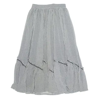 GENTLEMANT Womens A-Line Skirt Black Midi Houndstooth S