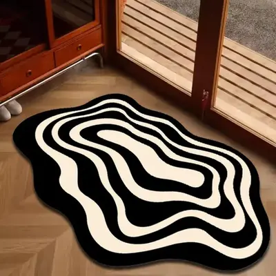 Geometric Shaped Zebra Print Rug, 1 Count Non Slip Soft Floor Mat, Household Carpet For Bedroom, Living Room, Kitchen, Bathro...